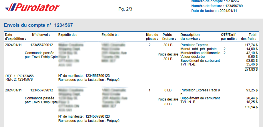 Invoice Details Page example