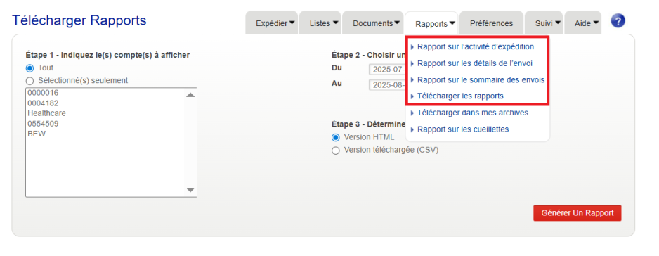 Télécharger l'aide du rapport