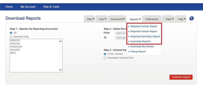 Download Report Help